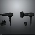 Black Hairdryers With Styling Attachments And Lightweight Design For Household Use