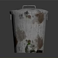 Transparent Plastic Trash Can With Lid And Garbage Inside On Reflective Surface
