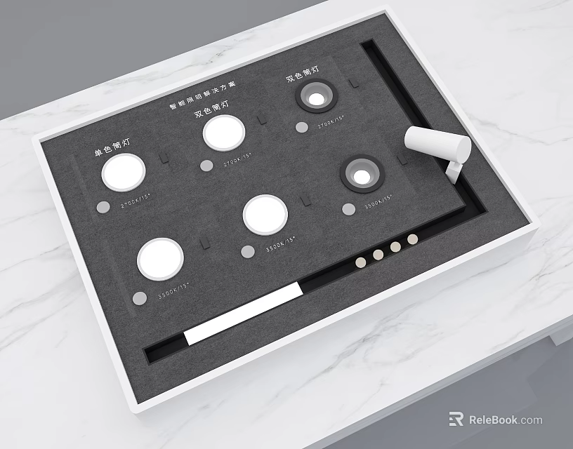 Modern Downlights And Spotlights Display Box With Multiple Samples For Home Lighting 3d model