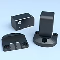 Black Metal Mechanical Parts With Different Shapes Holes And Base Design