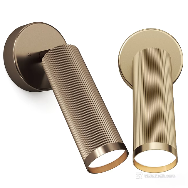 Elegant Modern Table Lamps With Ribbed Metal Design And Gold Bronze Finish 3d model 