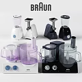 Modern Kitchen Appliances Including Blenders and Food Processors in White Black Purple
