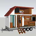 Travel Trailer Mobile Home With Kitchen Bar Counter Staircase And Wheels