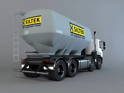 SILTEK International White Tanker Truck With Ladder And Multiple Wheels 3d model