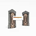 Two Decorative Stone Door Frames With Intricate Carvings And Ornate Details