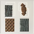 Modern Wall Decor With Textured Copper And Green Folded Geometric Panels 3d model