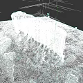 Abandoned Urban Concrete Structure With Surrounding Dirt Water Area And Debris