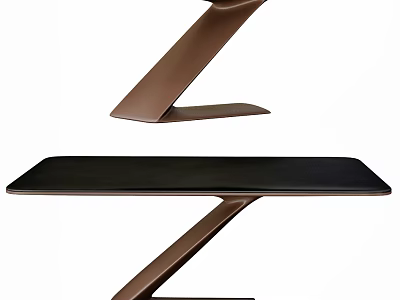 Modern Stylish Dining Table With Black Tabletop And Unique Brown Leg Design 3d model