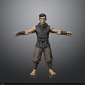 Male Character 3D Model With Sleeveless Top Brown Pants Barefoot And Outstretched Arms