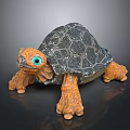 Detailed Colorful Reptile Turtle With Gray Shell Orange Legs And Blue Eyes