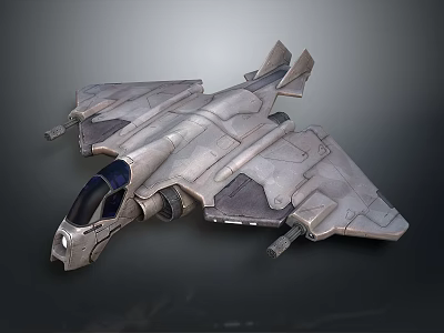 Futuristic Silver Sci Fi Aircraft With Sleek Design Cockpit And Missiles 3d model