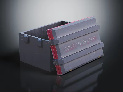 Gray Conveyor Box With Red Stripes And Partial Open Structure 3d model