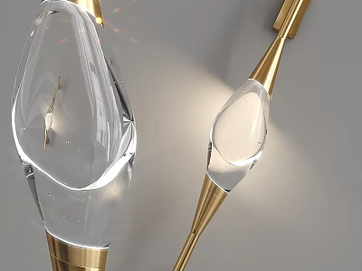 Elegant Modern Wall Sconce With Transparent Crystal Shade And Golden Metal Frame 3d model