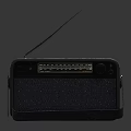 Vintage Radio Speaker with Wooden Casing Black Grille Antenna and Control Knobs