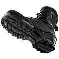 Black Winter Boots With Faux Fur Collar Lace Up Design Non Slip Sole