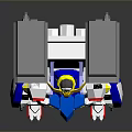 Blue Yellow And White Mecha Robot Game And Movie Character With Red Accents Square Back