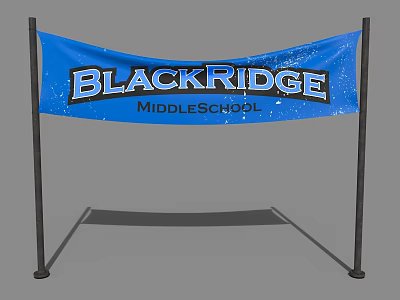 Outdoor Billboard Banner for Blackridge Middle School in Blue with Metal Stand 3d model