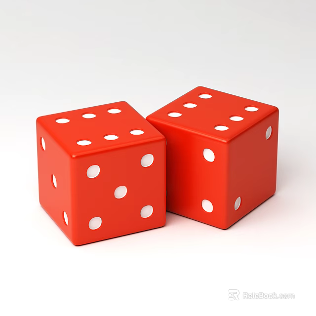 Two Red Dice With White Dots For Fun Board Game Entertainment Sessions 3d model