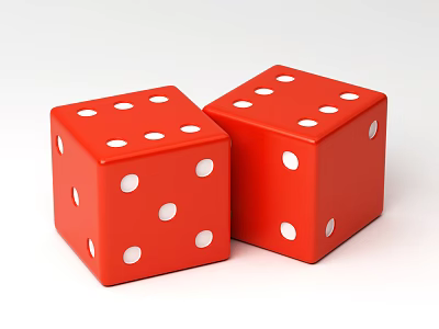 Two Red Dice With White Dots For Fun Board Game Entertainment Sessions 3d model