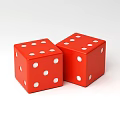 Two Red Dice With White Dots For Fun Board Game Entertainment Sessions 3d model