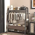 Stylish Clothing Rack with Hanging Shirts T-shirts Storage Boxes Handbag and Bottom Shelf
