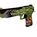 Decorative Gun Design With Crocodile Pattern Green Black Orange Textured Details