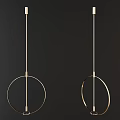 Two Golden Minimalist Chandeliers With Circular Metal Frames For Modern Interior Decoration