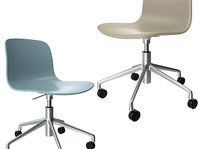 Light Blue And Beige Modern Office Chairs With Metal Base And Wheels 3d model