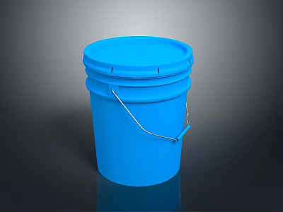 Blue Plastic Bucket With Metal Handle For Household Storage And Daily Use 3d model