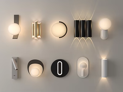 Modern Wall Sconces Showcasing Various Contemporary Designs Different Shapes And Lighting Effects 3d model