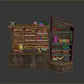 Wooden Storage Cabinet With Open Shelves And Multiple Compartments For Household Items