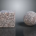 Natural Wood and Stone Decorative Cube Sphere with Mosaic Texture Surface