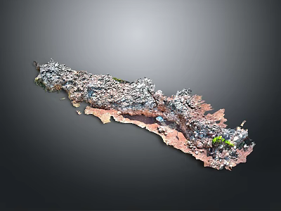 Natural Rugged Mountainous Terrain With Undulating Landscape Rock Formations And Green Vegetation 3d model