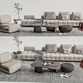 Quiet Sofa Tea Table Combination Sofa Coffee Table 3d model