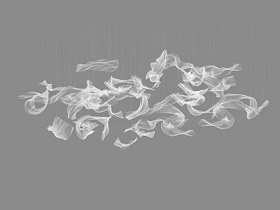 Modern Abstract Chandelier With Flowing White Sculptural Elements For Contemporary Interiors 3d model