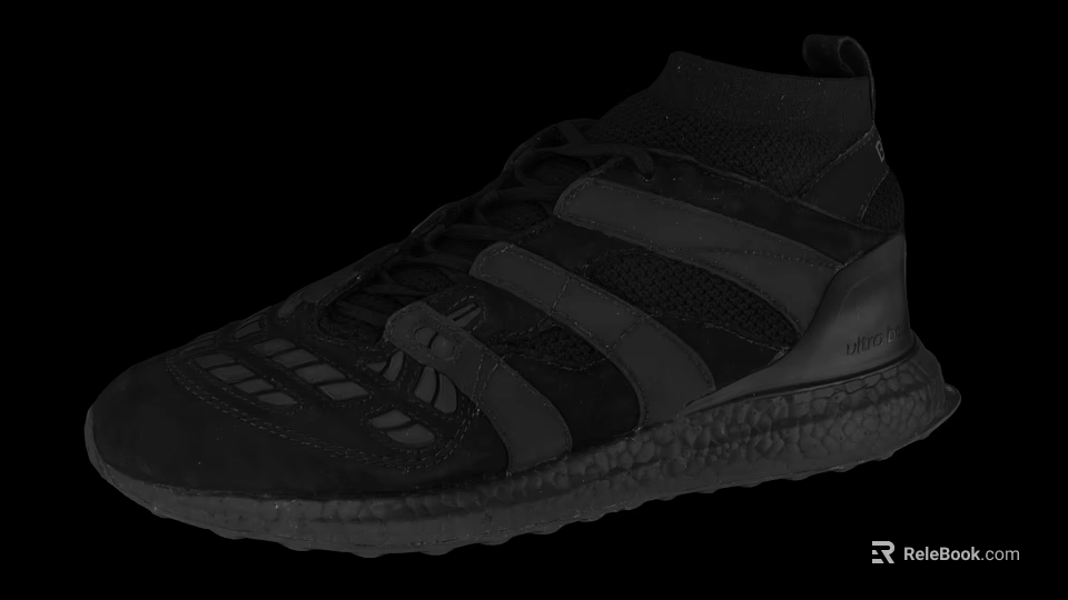 Black Athletic Shoes With Lace Up Design Breathable Mesh Upper And Cushioned Sole 3d model 