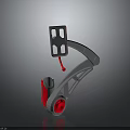 Gray Mechanical Bracket Design With Curved Arm Red Circular Base And Flat Panel