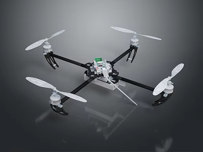 Quadcopter Drone Design Featuring Four Propellers Black White Body And Sturdy Frame 3d model