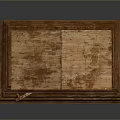 Classical Style Wooden Sculpture With Multi Layered Structure Red Panels And Gold Accents