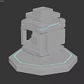 Futuristic Tech Device With Multi Layered Structure Octagonal Base And Glowing Blue Lines