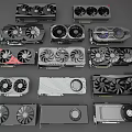 Assorted Graphics Cards Featuring Cooling Fans And Different Design Models 3d model