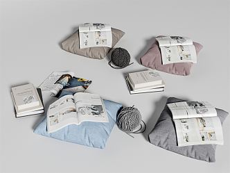 Modern Book Pillow Combination 3d model