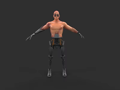 Game Movie Cyborg Character With Human Torso And Mechanical Arms Legs 3d model