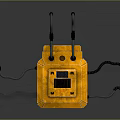 Orange Industrial Device With Rectangular Body Black Panel And Curved Pipes