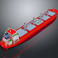 Red Cargo Ship With Decks And Superstructure 3d model