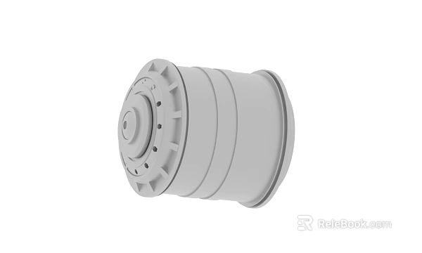 Gray Automotive Wheel Hub With Multi Ring Design And Center Cap 3d model 