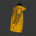 Stylish Yellow Hooded Vest With Black Striped Sleeves And Front Zipper Design