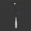 White Carved Vase Sculpture With Flower Branches Gray Background Black Surface Reflection 3d model