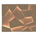 Modern Wall Design With Geometric Wooden Panels And Ambient Lighting 3d model