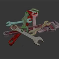 Various Types Of Red And Silver Wrenches Tools For Equipment Maintenance